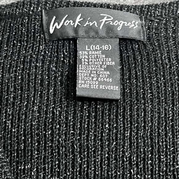 Work In Progress Black Cardigan Sequins Shimmer Holiday Vintage Inspired Large - Picture 6 of 8